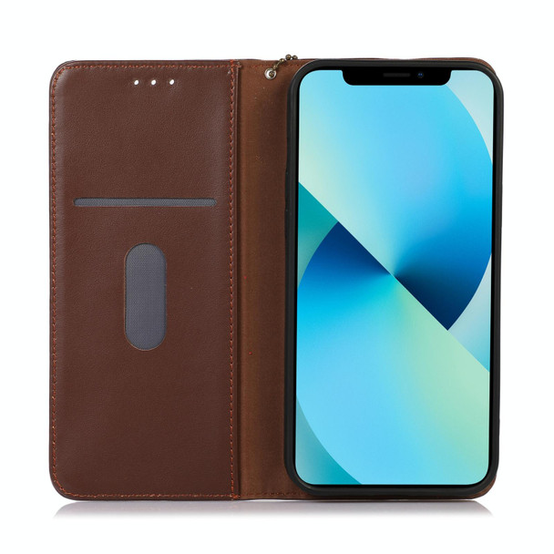 For Realme C53/Narzo N53 KHAZNEH Nappa Top Layer Cowhide Leatherette Phone Case(Brown)