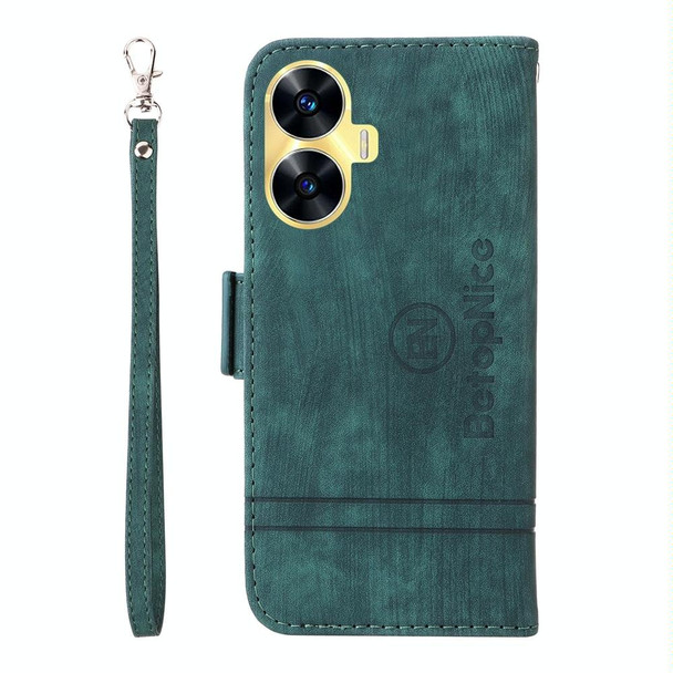 For Realme C55 BETOPNICE Dual-side Buckle Leatherette Phone Case(Green)