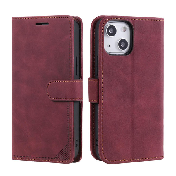 Skin Feel Anti-theft Brush Horizontal Flip Leather Phone Case - iPhone13 mini(Red)