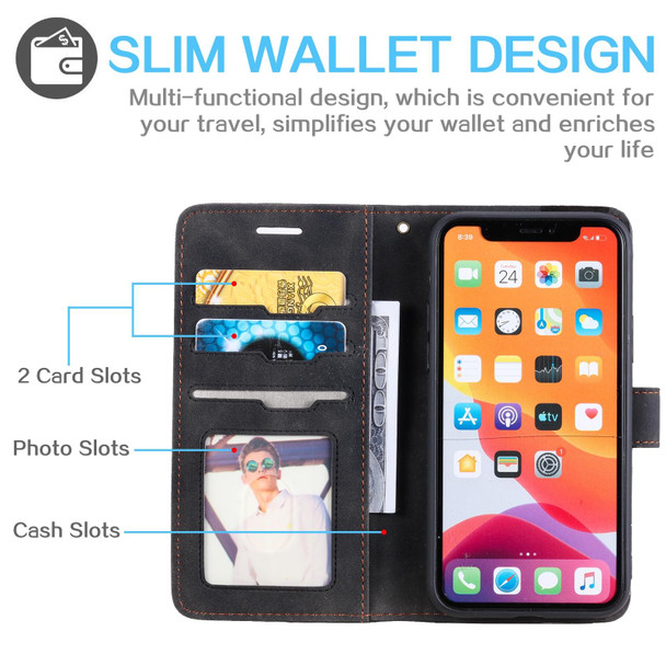 Skin Feel Anti-theft Brush Horizontal Flip Leather Phone Case - iPhone 12 / 12 Pro(Black)