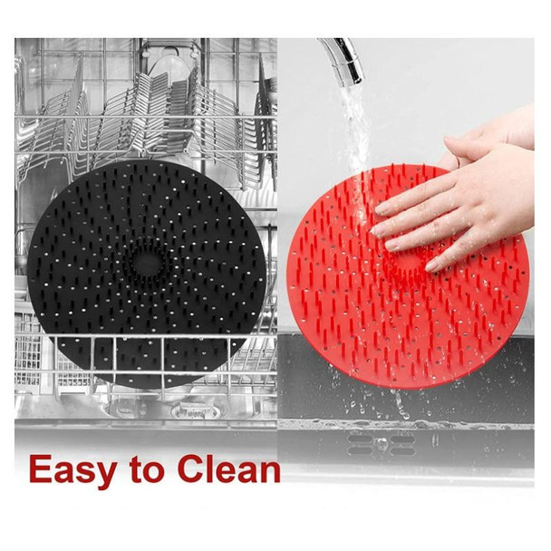 Air Fryer Reusable Silicone Liner Mat Non-Stick Steamer Pad Kitchen Accessories Square Black 20.2cm