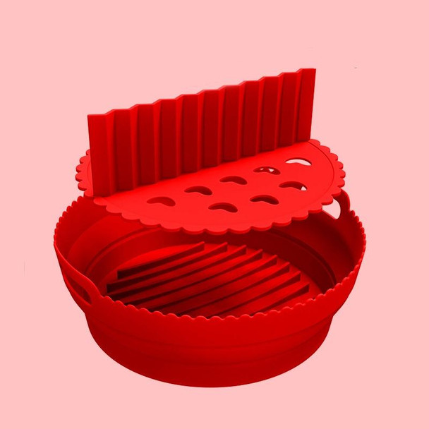 Round 2 Layer Air Fryer Silicone Basket Reusable Foldabl Air Fryer Mold Liner Tray(Red)