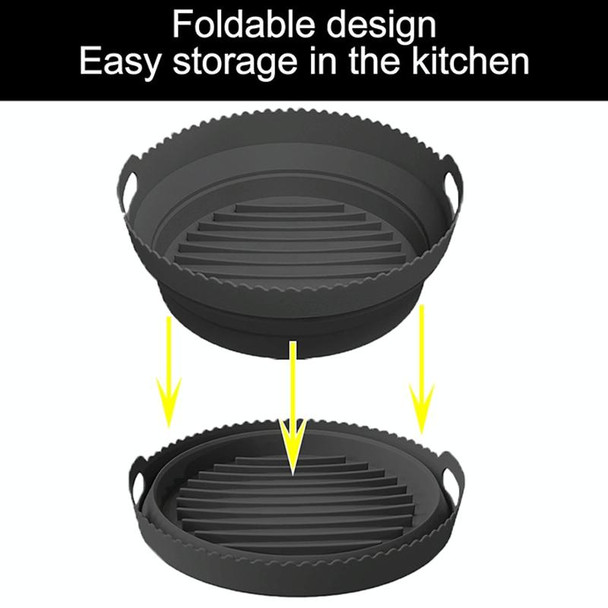 Round 2 Layer Air Fryer Silicone Basket Reusable Foldabl Air Fryer Mold Liner Tray(Blue)