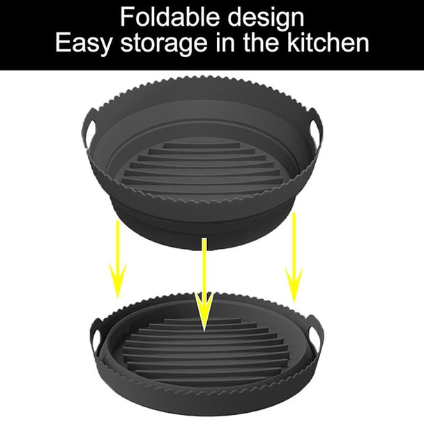 Round 2 Layer Air Fryer Silicone Basket Reusable Foldabl Air Fryer Mold Liner Tray(Gray)