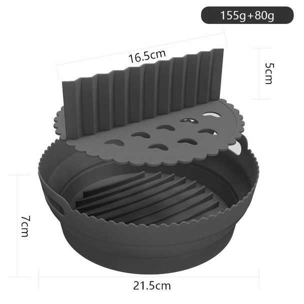 Round 2 Layer Air Fryer Silicone Basket Reusable Foldabl Air Fryer Mold Liner Tray(Black)