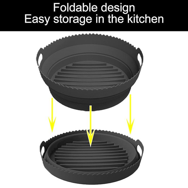 Round 2 Layer Air Fryer Silicone Basket Reusable Foldabl Air Fryer Mold Liner Tray(Black)