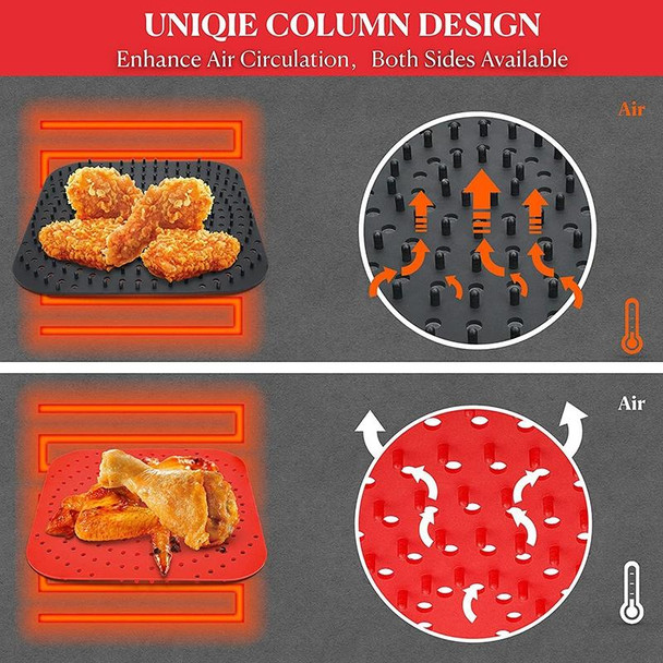 Air Fryer Reusable Silicone Liner Mat Non-Stick Steamer Pad Kitchen Accessories Square Red 23cm