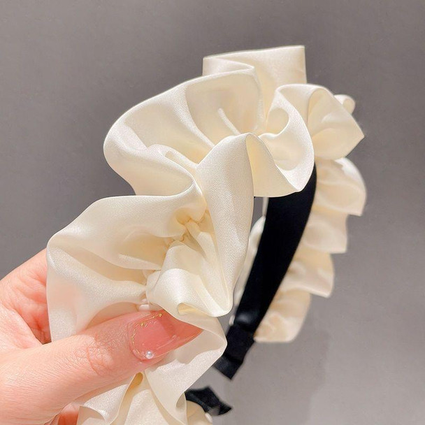 2pcs Elegant Wide-brimmed Pleated Hoops Satin Fabric Versatile Headband(Coffee)