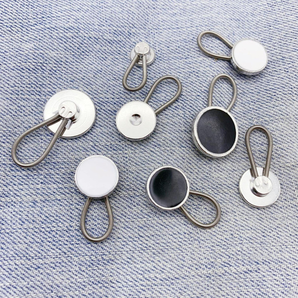 30pcs Jeans Spring Expansion Waist Button Removable Metal Pants Waist Adjustment Button Collar Decoration Button 15mm White