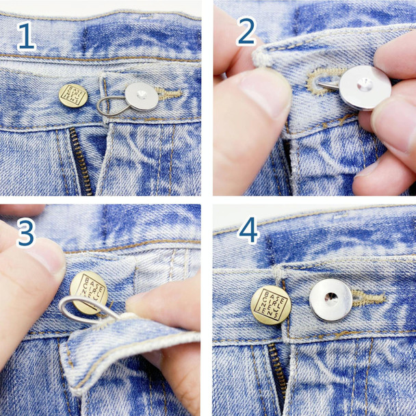 30pcs Jeans Spring Expansion Waist Button Removable Metal Pants Waist Adjustment Button Collar Decoration Button 19mm White