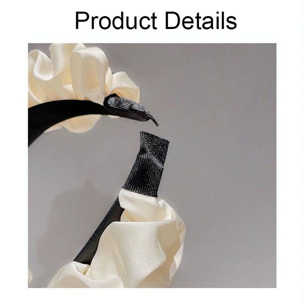2pcs Elegant Wide-brimmed Pleated Hoops Satin Fabric Versatile Headband(Beige)