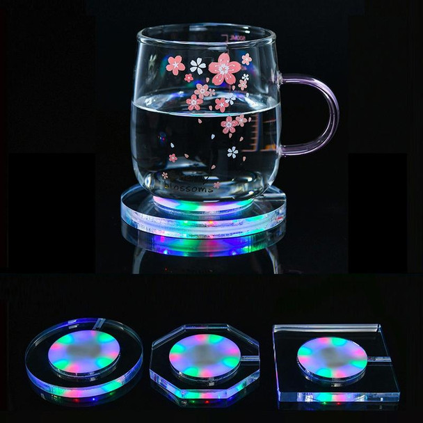 100x4mm Round LED Light Up Acrylic Coaster Transparent Crystal Base(Colorful Light)