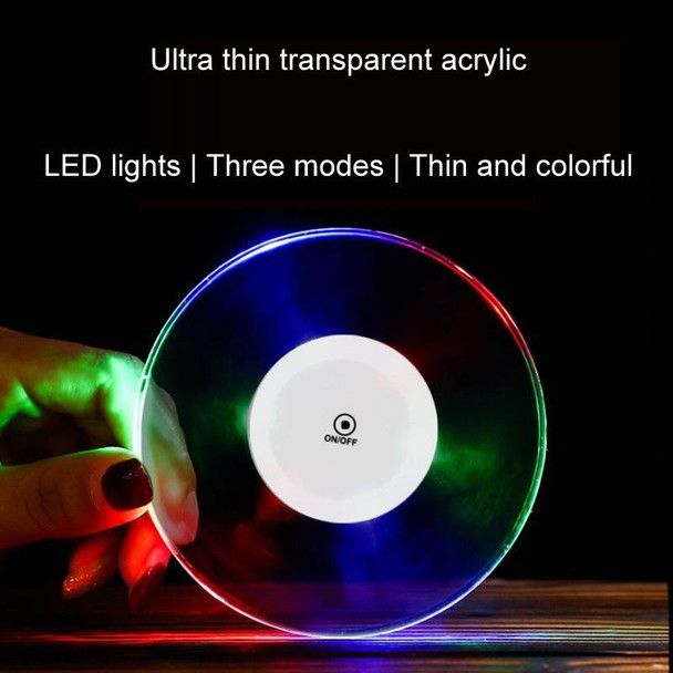 100x10mm Square USB Charging LED Light Up Acrylic Coaster Transparent Crystal Base(Colorful Light)