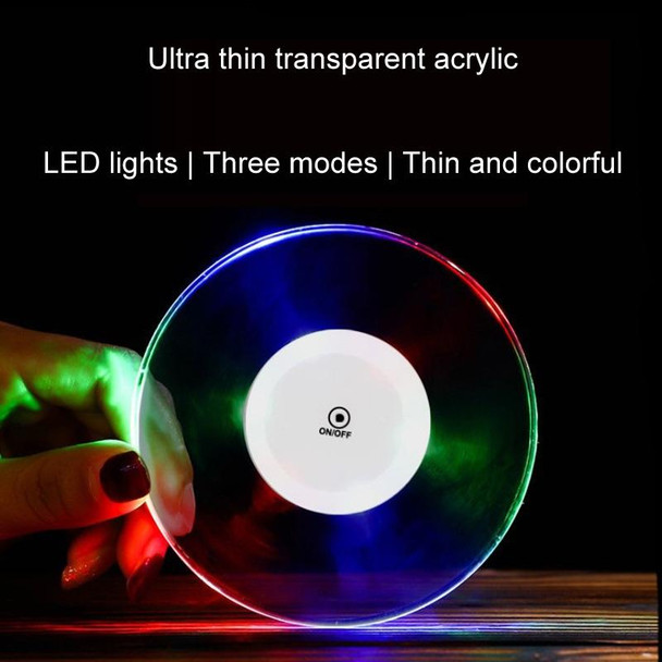100x10mm Square USB Charging LED Light Up Acrylic Coaster Transparent Crystal Base(White Light)