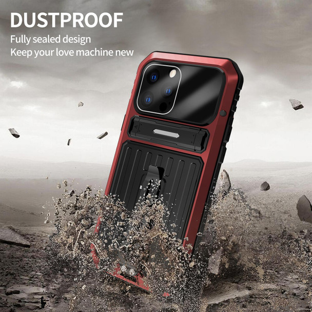 Armor Shockproof Splash-proof Dust-proof Phone Case with Holder - iPhone 12 Pro Max(Red)