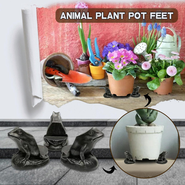 3pcs/set Flower Pot Feet Stand Animal Shape Resin Plant Pots Risers Pad(Frog)