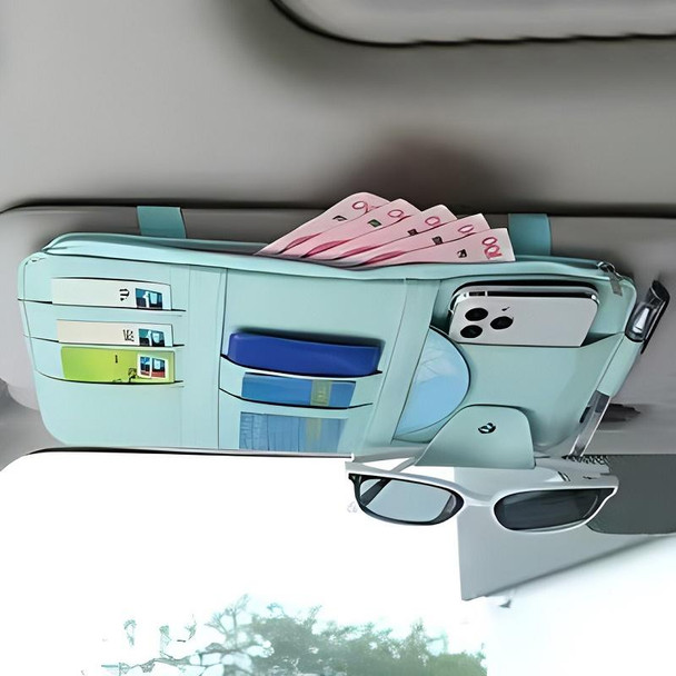 Car Sun Visor Decorative Storage Bill Glasses Holder, Color: Blue With Zipper