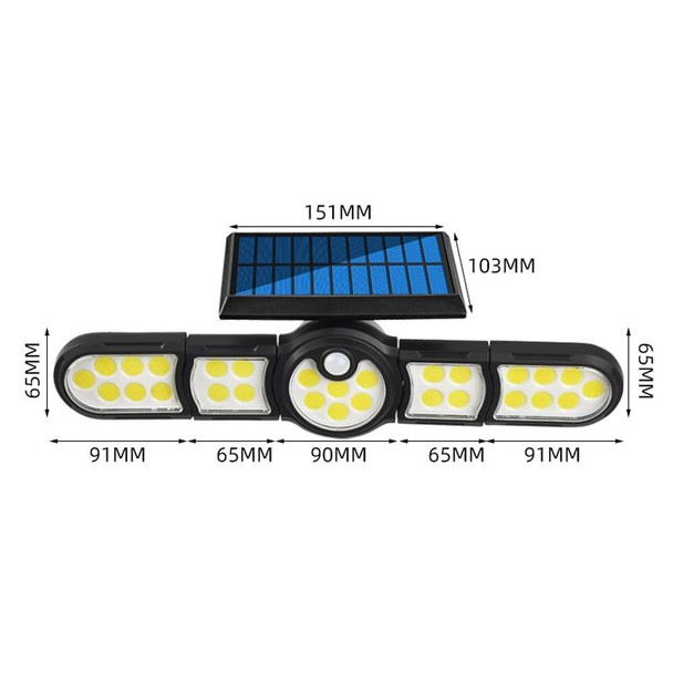 Garden Solar Wall Light Outdoor Waterproof Lawn Light Landscape Corridor Small Street Light, Spec: 5-Head 196 COB