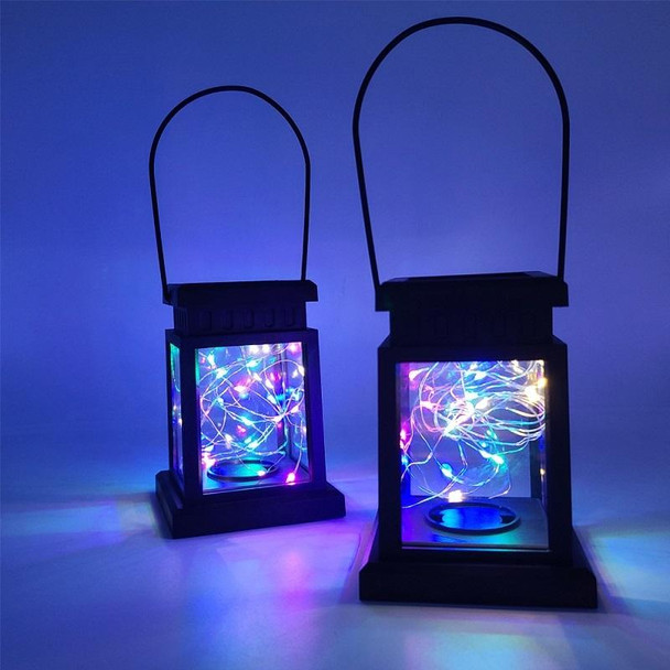 Solar LED Starry Wind Lantern Festival Decoration Retro Copper Wire String Light(Colorful)