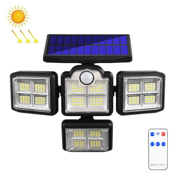 TG-TY085 Solar 4-Head Rotatable Wall Light with Remote Control Body Sensing Outdoor Waterproof Garden Lamp, Style: 198 LED Integrated