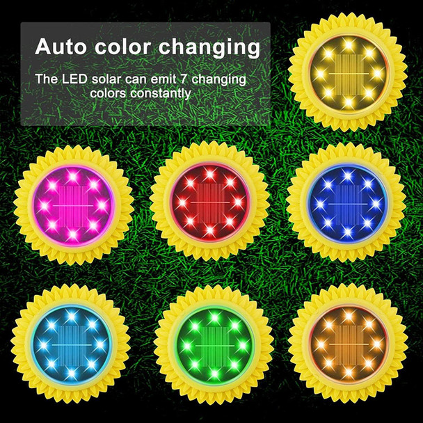 2 PCS 8 LEDs Solar Petals Buried Lamp Waterproof Garden Lawn Light, Specification: Sunflower (Colorful Light)