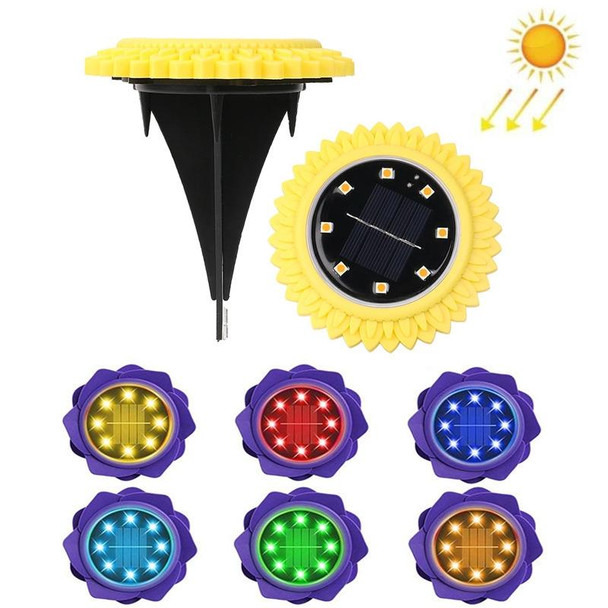 2 PCS 8 LEDs Solar Petals Buried Lamp Waterproof Garden Lawn Light, Specification: Sunflower (Colorful Light)