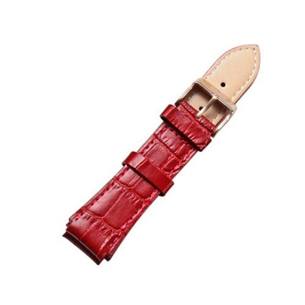 CAGARNY Simple Fashion Watches Band Gold Buckle Leatherette Watch Band, Width: 18mm(Red)