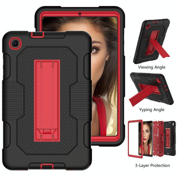 For Samsung Galaxy A 8.4 T307 Contrast Color Robot B2 Silicone Hybrid PC Tablet Case with Holder(Black Red)