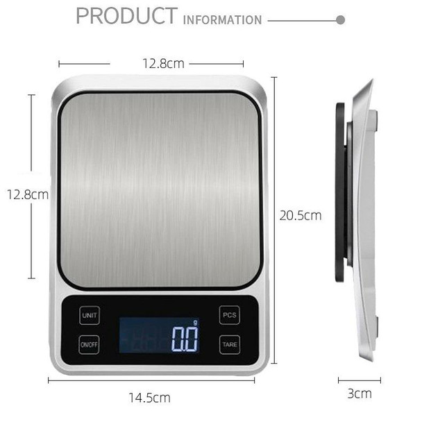 Stainless Steel Food Baking Scale Small Bench Scale Kitchen Electronic Scale English 5kg/1g