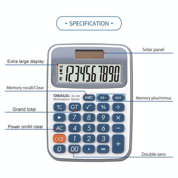 OSALO 10-digit LCD Screen Solar Dual Power Supply Desktop Calculator Mini Student Calculator