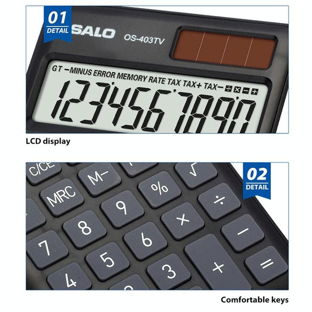 OSALO OS-403TV 10-digit LCD Screen Solar Dual Power Supply Mini Student Desktop Calculator