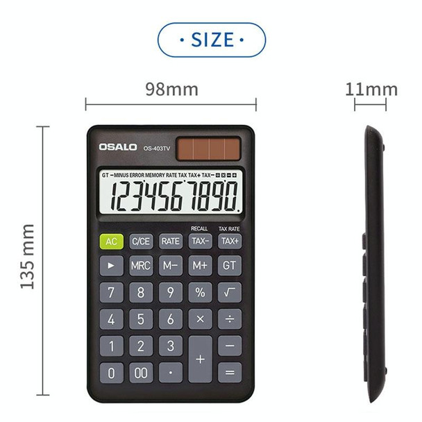 OSALO OS-403TV 10-digit LCD Screen Solar Dual Power Supply Mini Student Desktop Calculator