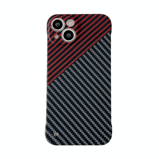 For iPhone 14 Carbon Fiber Texture PC Phone Case (Black Red)