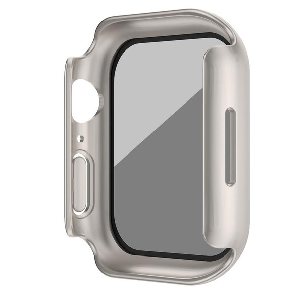 For Apple Watch 6 44mm Frosted PC + Anti-spy Tempered Film Integrated Watch Protective Case(Starlight Silver)