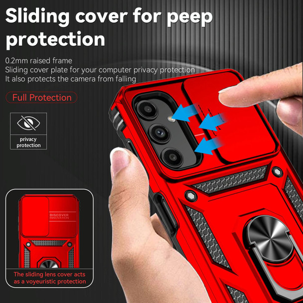 For Samsung Galaxy A24 Sliding Camshield Holder Phone Case(Red)