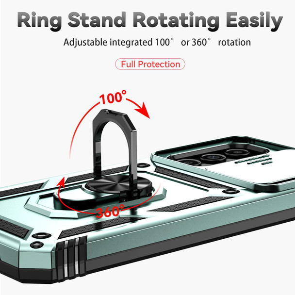 For Samsung Galaxy A24 Sliding Camshield Holder Phone Case(Dark Green)