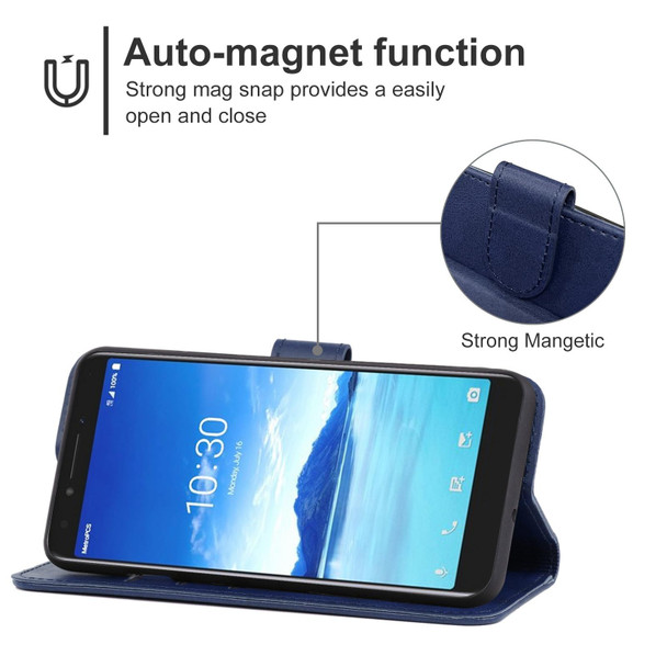 Leather Phone Case - Alcatel 7(Blue)