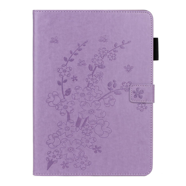 Embossed Plum Bossom Pattern Smart Leatherette Tablet Case - iPad mini 6(Purple)