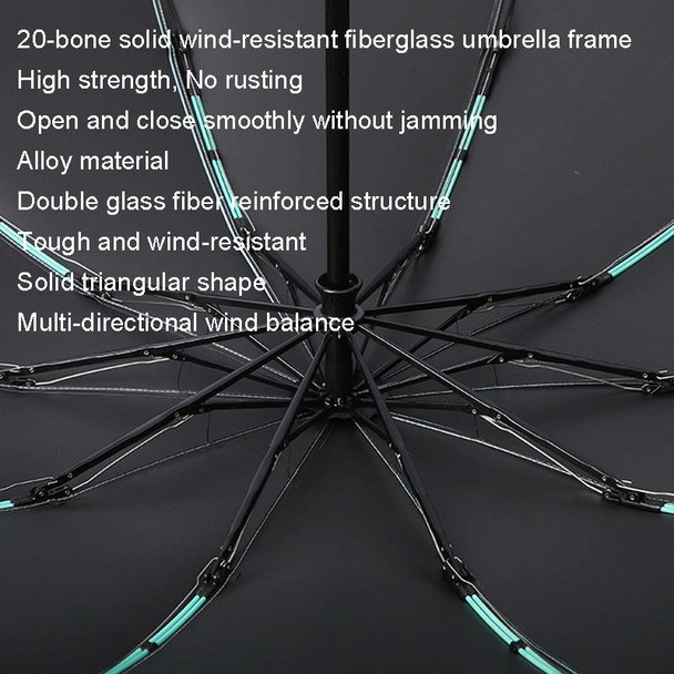 20 Bone Reverse Double Bone Automatic Folding Umbrella Sunshade Sun Umbrella(Starry Sky Black)