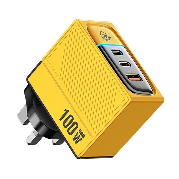 WK WP-U155 100W Dual Type-C+USB GaN Fast Charger, Plug:UK Plug