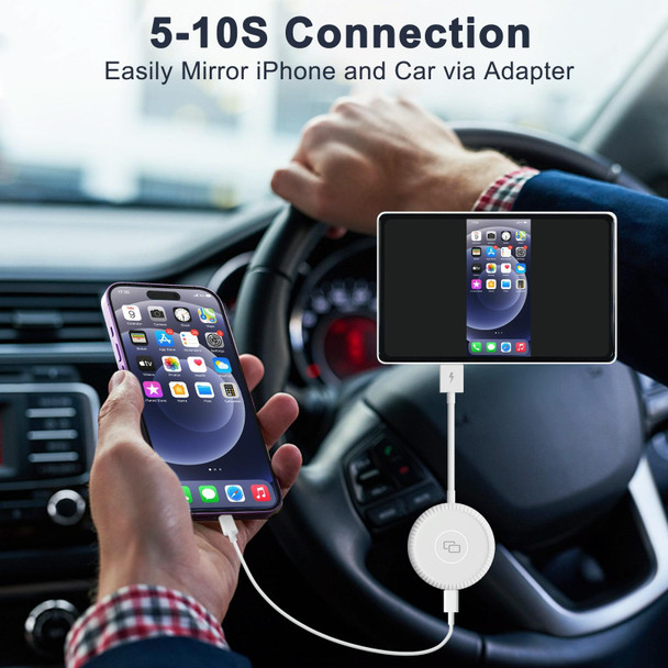 USB-C / Type-C + USB Carplay to Car Mirror Adapter for iPhone(White)