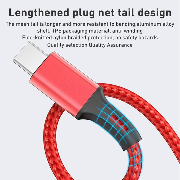 210CK3000 1.2m Nylon Weave 3 in 1 2.4A USB to Micro USB + 8 Pin + Type-C Charging Cable(Blue)