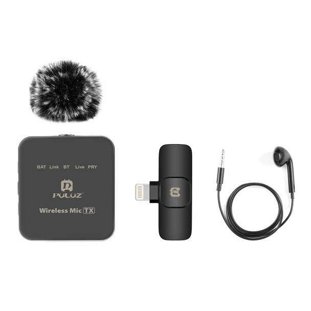 PULUZ Wireless Lavalier Microphone for iPhone / iPad, 8-Pin Receiver (Black)