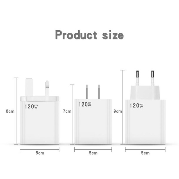 120W USB Super Fast Charging Charger Suitable for Xiaomi 12 / 12 Pro and Huawei / vivo, Plug Size:EU Plug