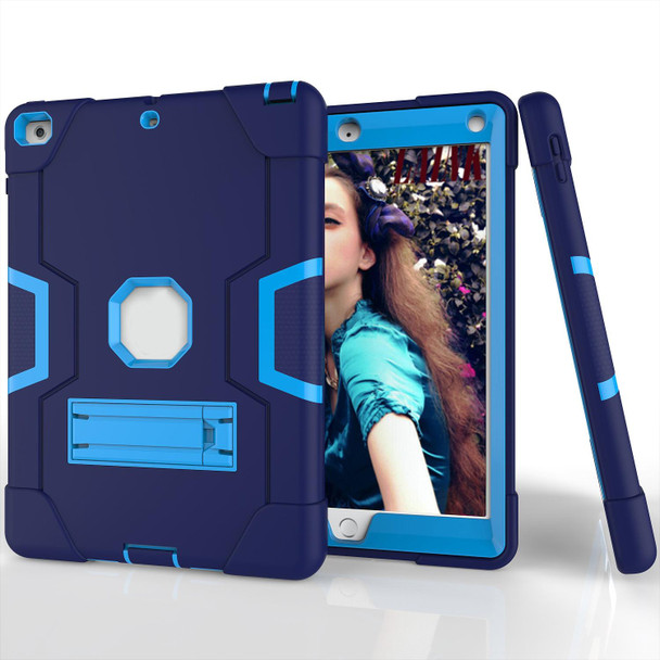 Contrast Color Robot Shockproof Silicone + PC Protective Case with Holder - iPad 9.7 (2017) / (2018)(Navy Blue + Blue)