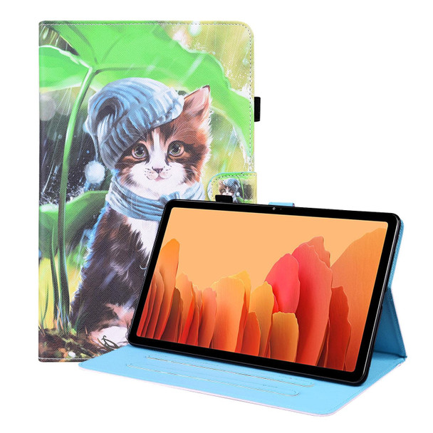 Samsung Galaxy Tab A7 10.4 2020 SM-T500 / SM-T505 Animal Pattern Horizontal Flip Leather Case with Holder & Card Slots & Photo Frame & Sleep / Wake-up Function(Bib Kitten)