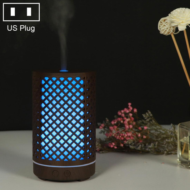 200ml Hollow-out Forest Pattern Wooden Essential Oil Aromatherapy Machine Ultrasonic Humidifier Automatic Alcohol Sprayer, Plug Specification:US Plug(Dark Brown-1)