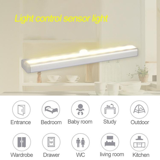 2W 12 LEDs Warm White Wide Screen Intelligent Human Body Sensor Light LED Corridor Cabinet Light, USB Charging Version