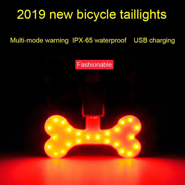 USB Charging Red Blue Color Riding Light Rear Lamp Safety Warning Light (Pentagram Style)