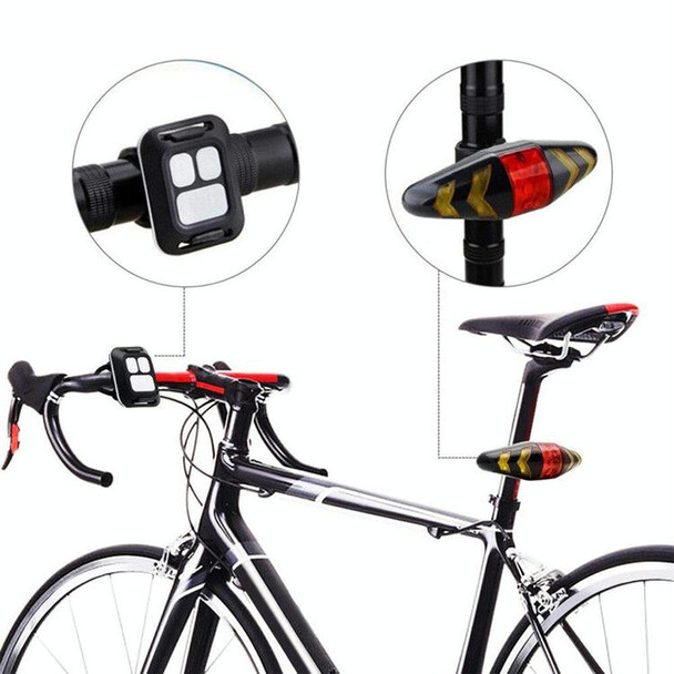 Bicycle Tail Light Intelligent Wireless Remote Control Turn Signal Warning Light(White)
